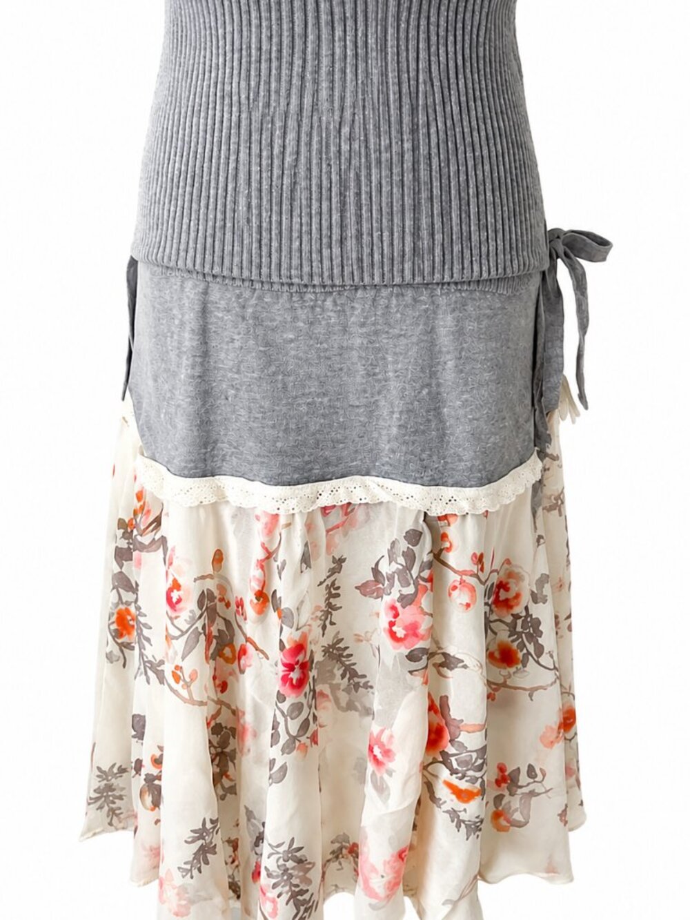 Designer Asymmetrical Knit & Viscose Skirt | Handmade-NWT
